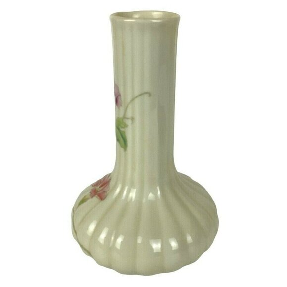 Toyo Morning Glory Bud Vase 6 inch Ceramic Pink Floral Design By Magie Japan - Picture 2 of 7